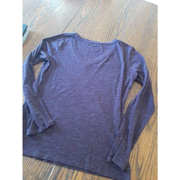 Small Petite Merona Plum Purple Grey Long Sleeve Utimate Tee T-Shirt Top Cotton - Picture 3 of 3